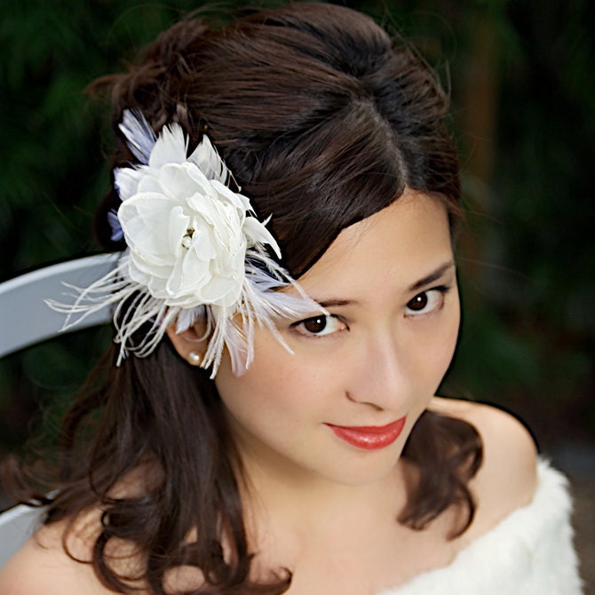 Ivory Bridal Hair Flower Wedding Fascinator Hair Clip Bridal Hair 