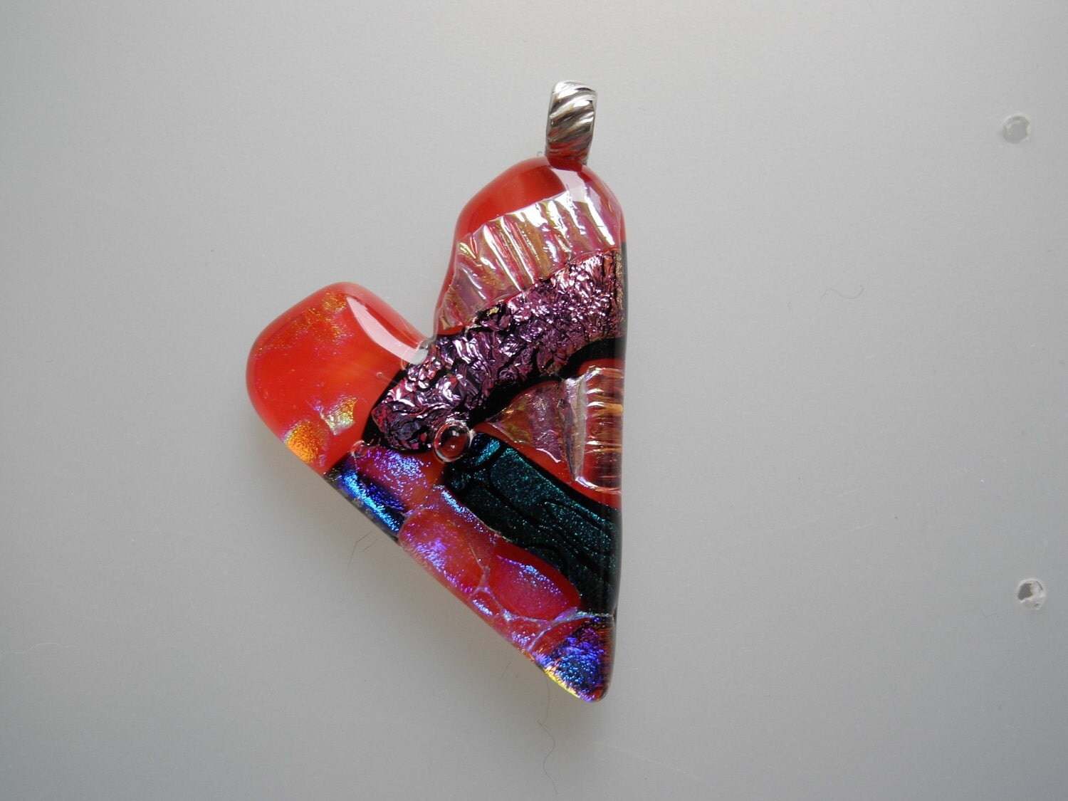 Sterling Silver Dichroic Glass Red And