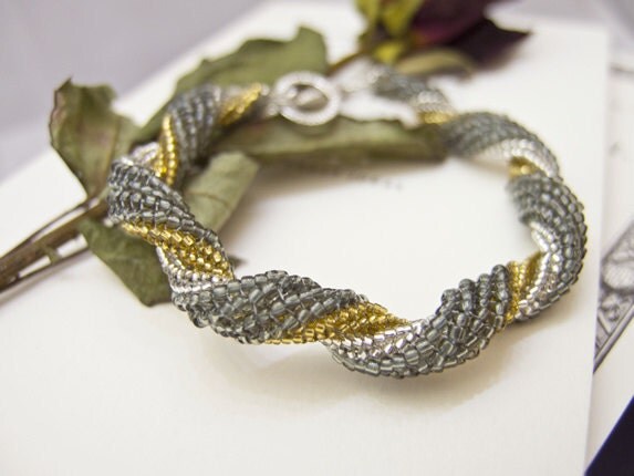 JeannieRichard Beaded Ribbon Twirl Bracelet