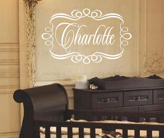 Name Vinyl Wall Decals shabby chic wall decal elegant fancy frame border