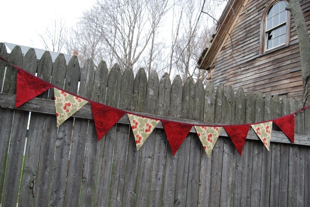 SALE Red Gold Christmas Banner Winter Wedding Bunting Photo Prop 