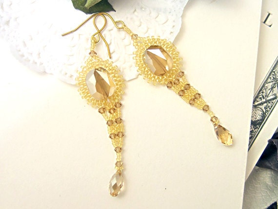 JeannieRichard Topaz Swarovski Dangle Earrings