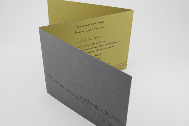 Wedding Invitations in Green and Grey for an Elegant Modern Wedding