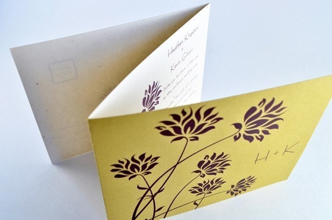 Unique Custom Wedding Invitations Tri fold Card with Perforated RSVP 