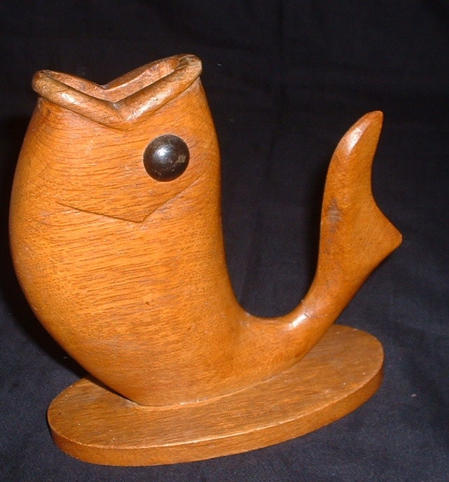 196070 teak wooden coy carp fish vse From fisfinds
