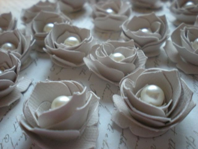 Paper flowers with pearl for wedding decor and table decor set of 100