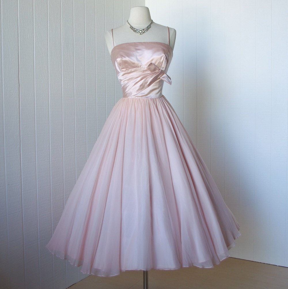 blush pink vintage wedding dress