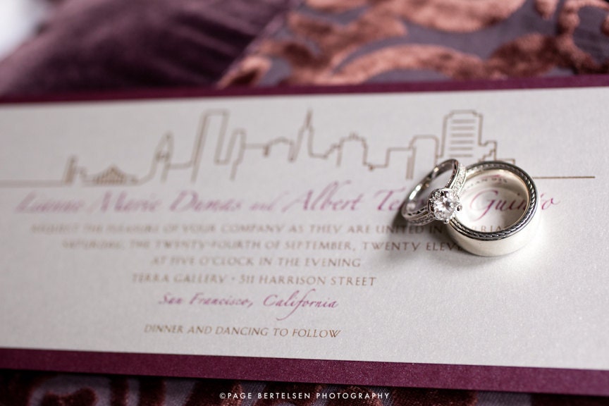 Wedding Invitation San Francisco Skyline From papercakedesigns