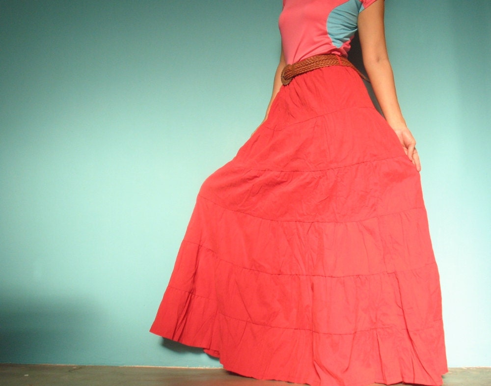 red maxi skirt