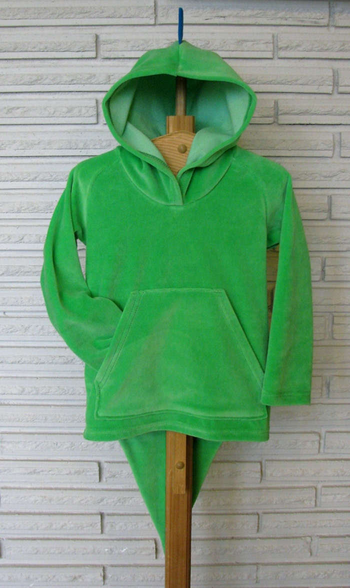 Dinosaur Hoodie, Kelly Green and Turquoise, size 4T