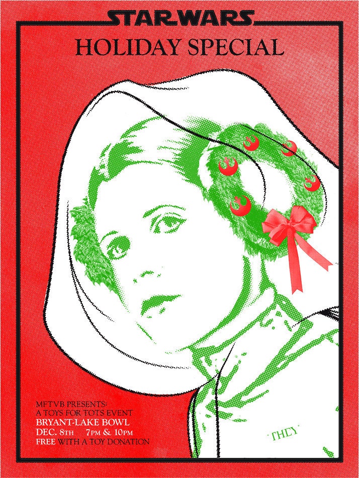 STAR WARS Christmas Princess Leia Limited Edition Screen Printed Poster