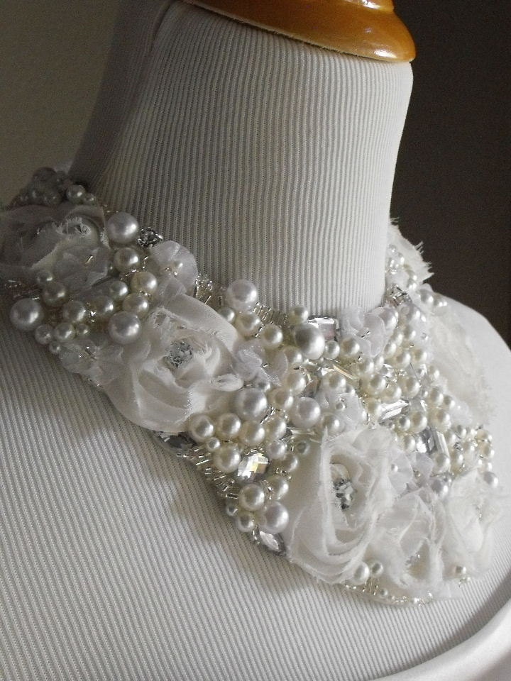 Stunning White SASH NEW with lots of Bling wedding bridal sash white 