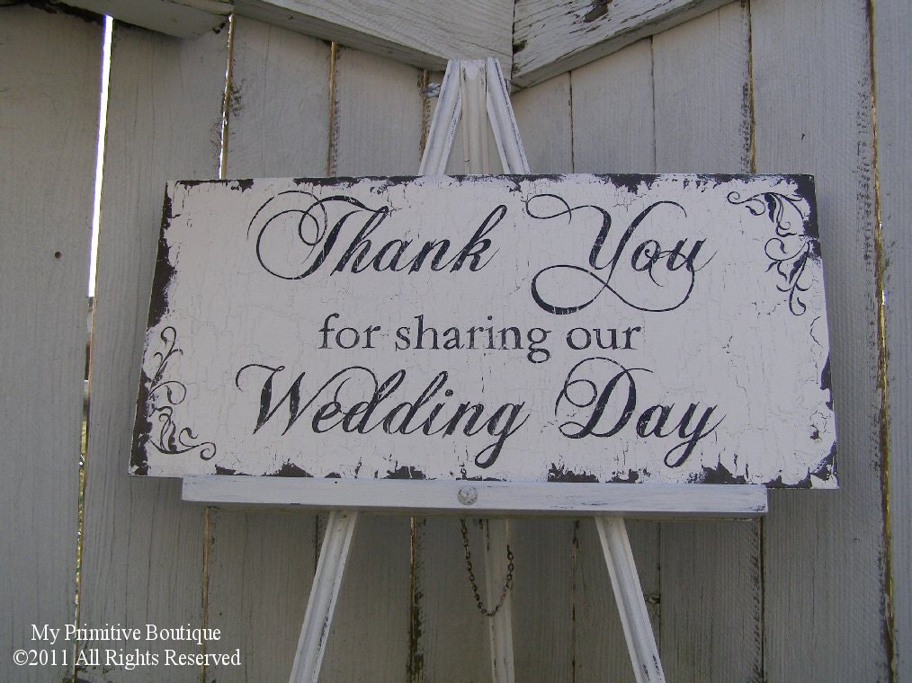 VINTAGE THANK YOU Sign Wedding Sign Cottage Wedding Thank for sharing our