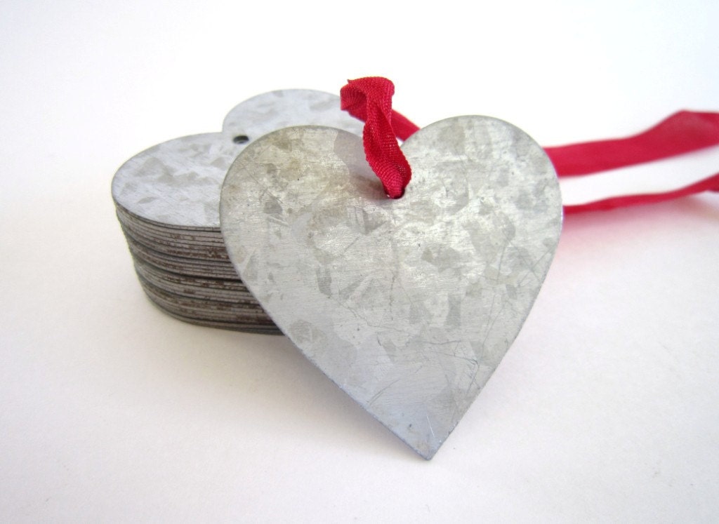 Wedding Heart 1 Tin Heart Tag Tin Heart Ornaments Zinc Heart Tags metal 