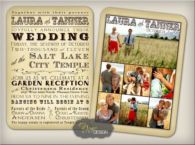 SALE Vintage Rustic Wedding Announcement Suite Announcement RSVP 