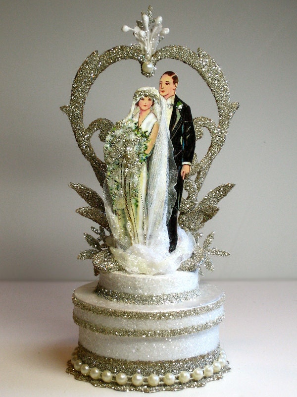 1920s Garden Deco Wedding Cake Topper 