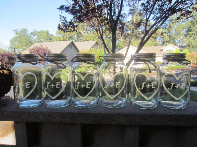 Etched Mason Jars 10 Wedding Mason Jar Center Pieces From lcatlla