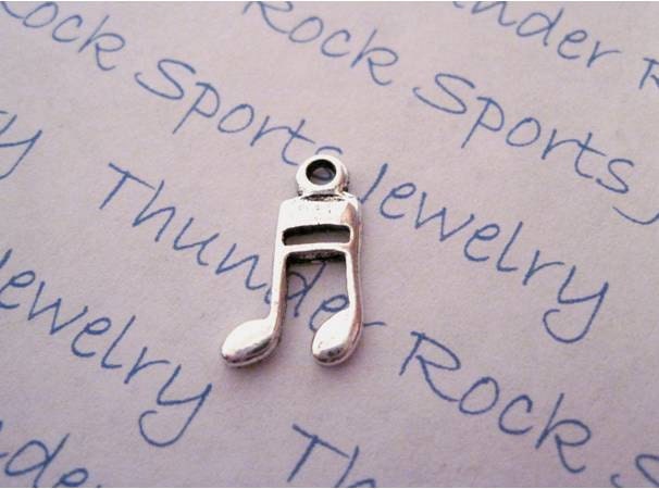 Silver Plated Pewter Music Note Symbol Band Charm Pendant