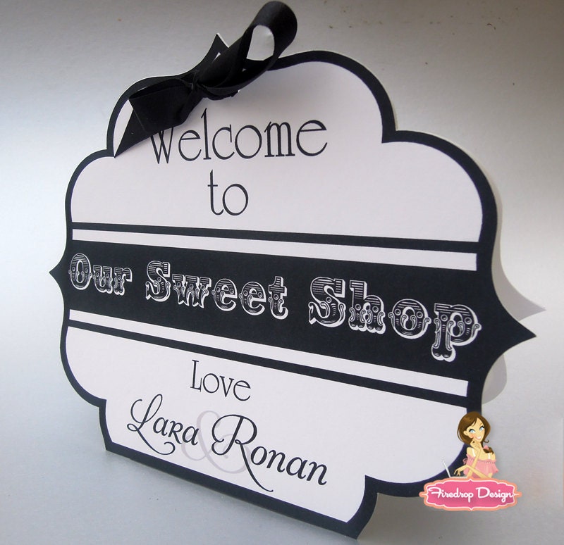 Black and White Candy Buffet Wedding Signs