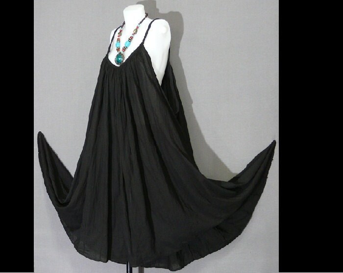 Hippie Bohemian Black Cotton Halter Dress BH015 From HippieHomemade
