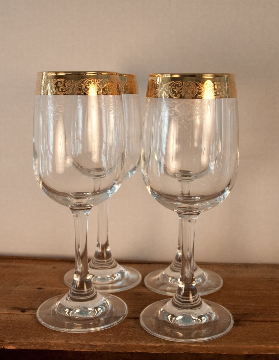 Gold trim wine glasses.. Mason jar wine glass, Glassware, Birthday