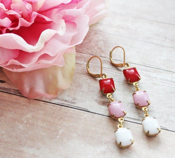 Vintage Pastels Stones Red Pink and White Jewels Vintage Spring Wedding