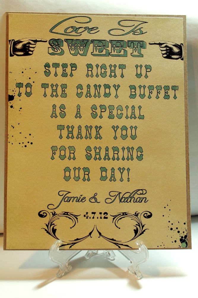Jamie Collection Customizable Rustic Western Wedding Sign for Candy Buffet