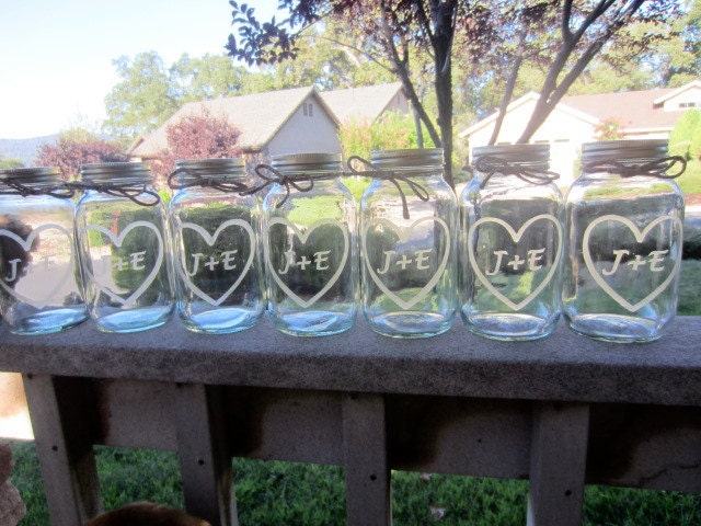 Etched Mason Jars 12 Wedding Mason Jar Center Pieces From lcatlla
