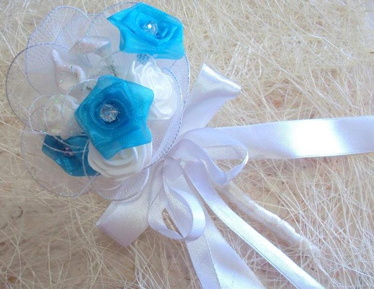 White blue turquoise Bouquet Boutonniere Wedding Bride Bridal Wedding 