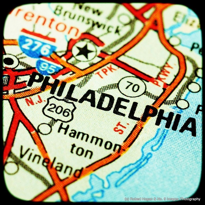 Philadelphia Pennsylvania - Philly - See the USA Map Art - Travel