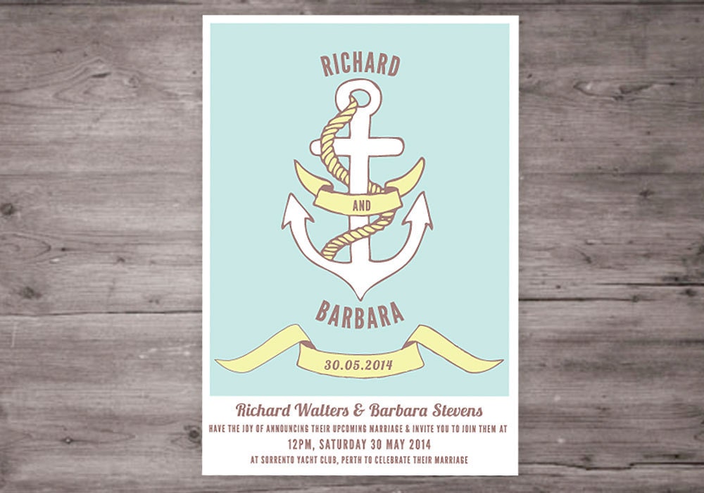 Nautical wedding invitation DIY printing