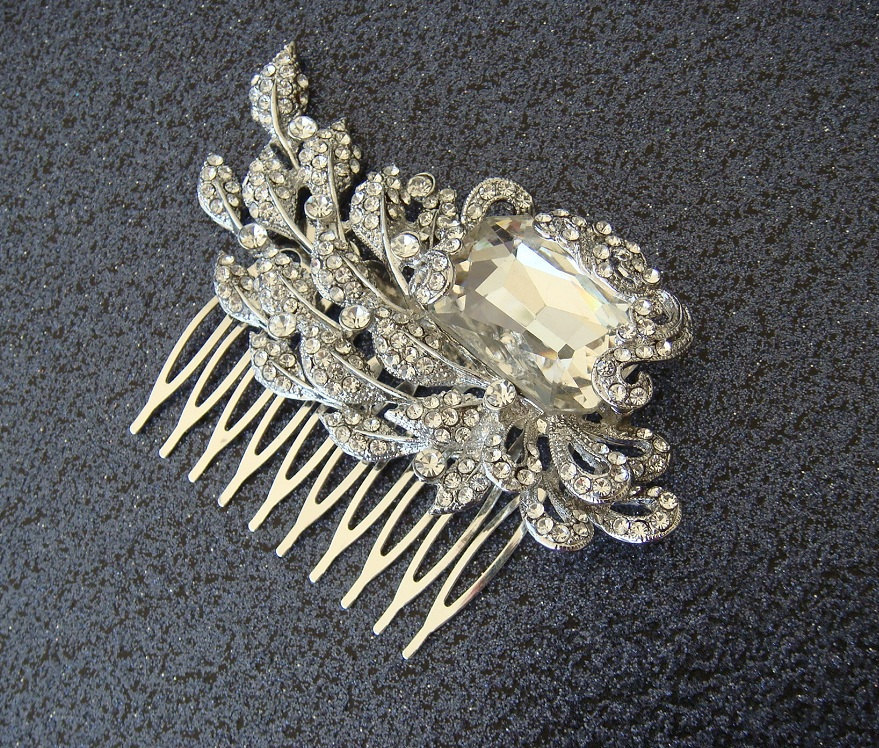 Vintage Style Swarovski Crystal Hair Comb bridal rhinestone hair comb 