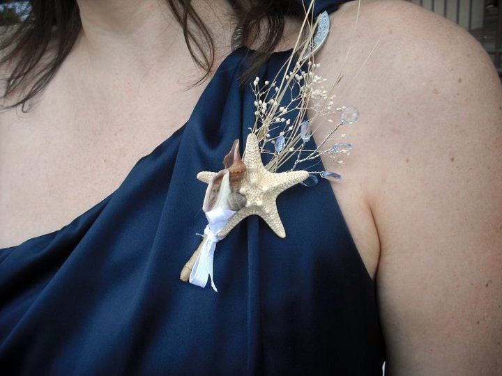 Set of 6 Shell Corsages for Desination Beach Wedding From CrocusCreative
