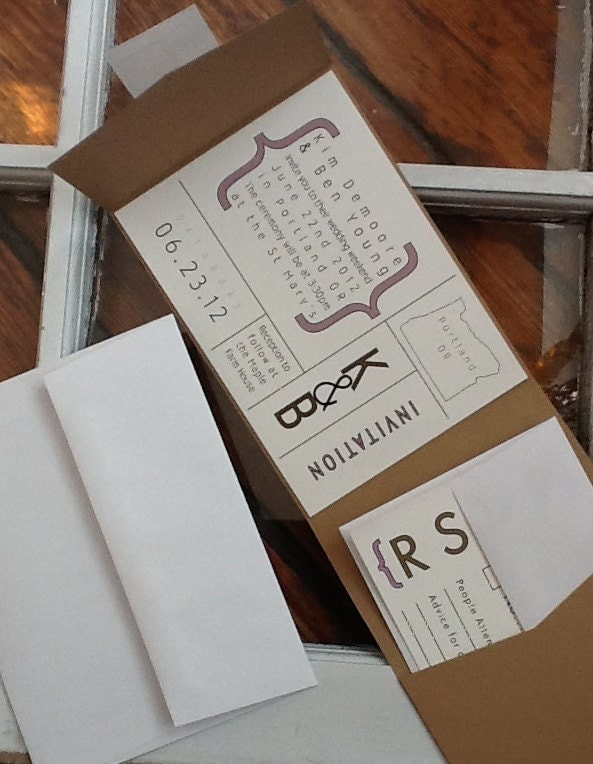 Pocketfold Modern Wedding Invitations with rsvp card From 2beUdesign