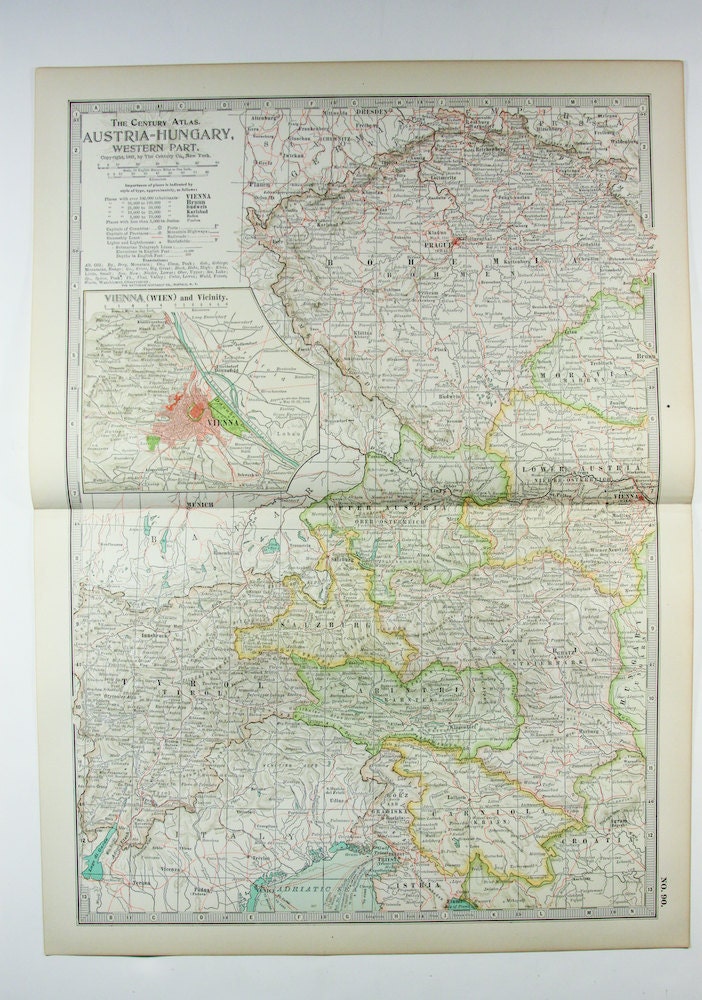 1900 Austria-Hungary - Antique World Map