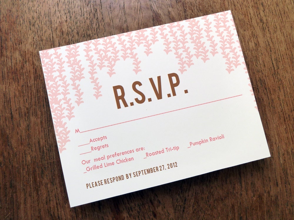 Printable Wedding Response Card Pink Rain From empapers