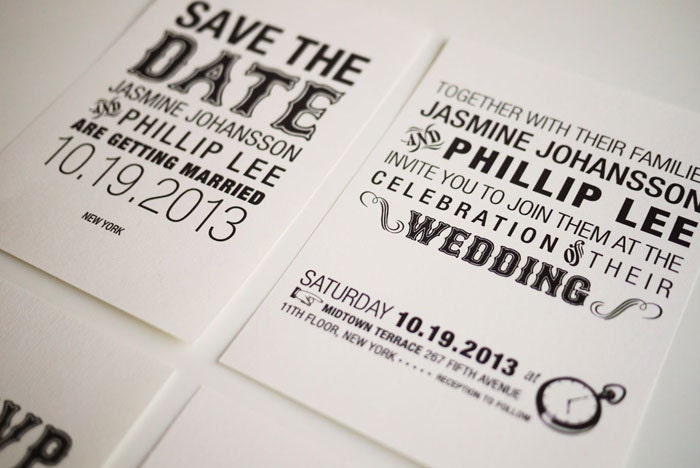 Whimsical Typography Black and White Wedding Invitation Set PRINTABLE 