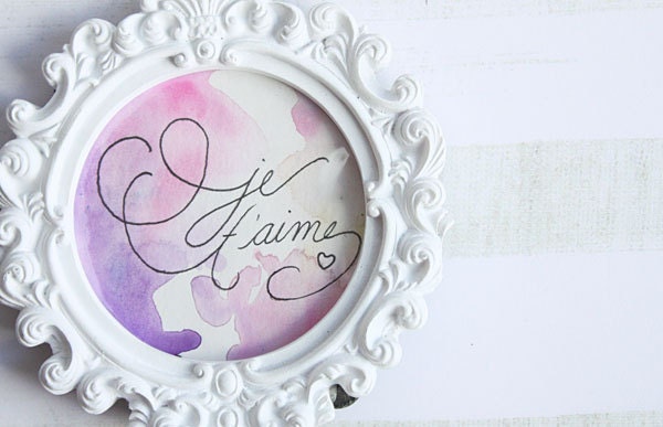 Ornate White Frame Wedding Decor Pink Purple Je Taime Design Illustration