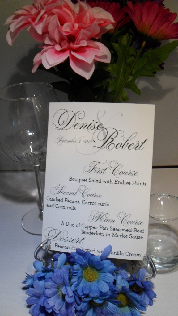 wedding menu cards wording