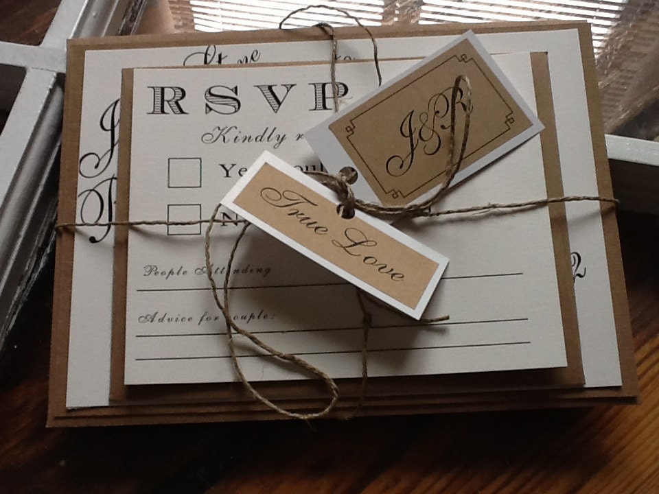 SetClassy meets Rustic Wedding Invitations with rsvp card From 2beUdesign
