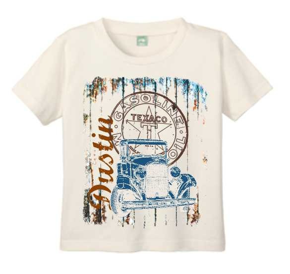 Personalized Vintage Car Tshirt for Toddlers and Children Customized with 