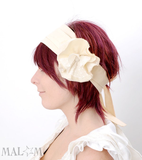 Wedding headband Apricot cream flower headband Couture fashion accessory