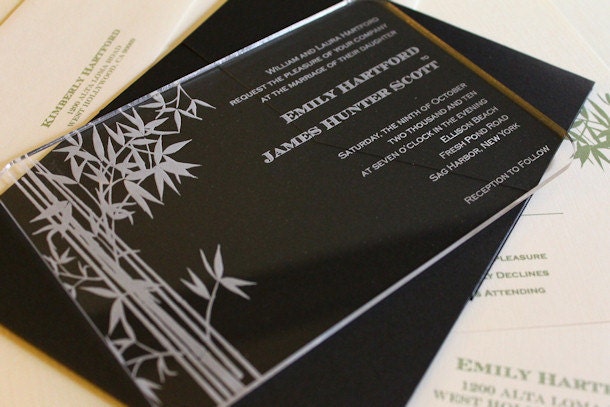 Engraved Acrylic Wedding Invitations Bamboo From nGraveSolutions