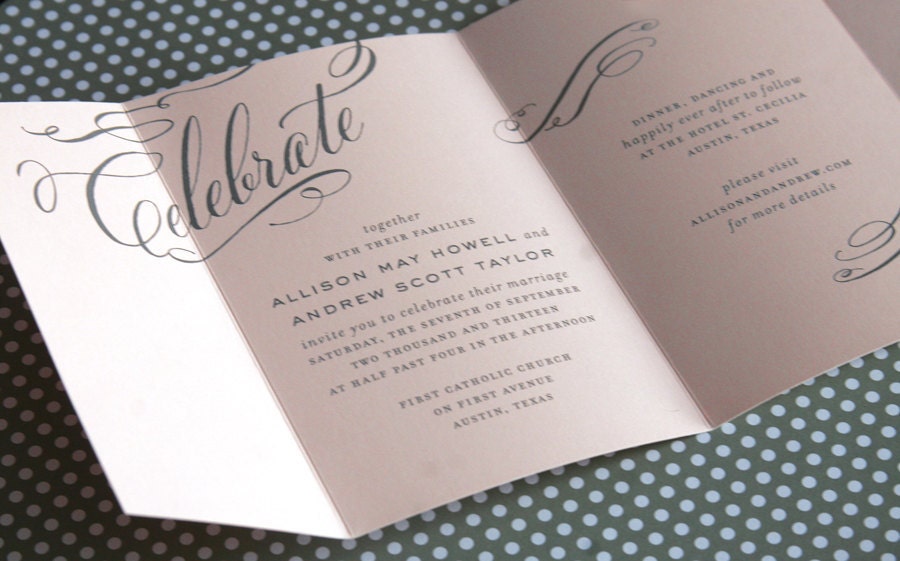 Celebrate Seal and Send TriFold Wedding Invitation From Cheerupcherup