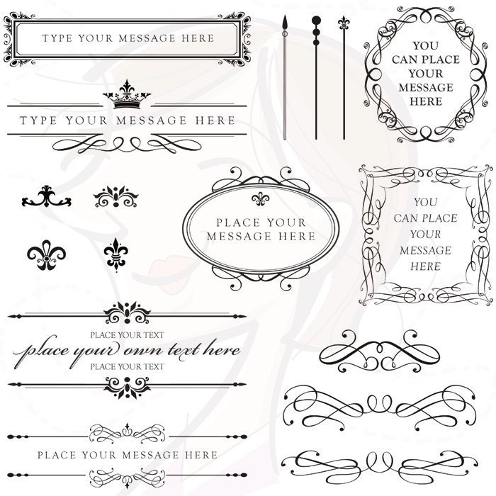 Vintage Clip Art Clipart Calligraphy Design Elements DIY Wedding Invitation