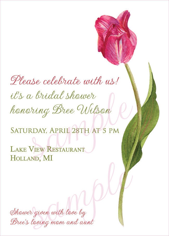 Spring Tulip Bridal Shower Invitation Printable and or Wedding Invitation