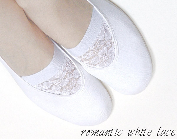 white LACE ballet flats shoes jarmilki wedding woman bride poletsy fashion 