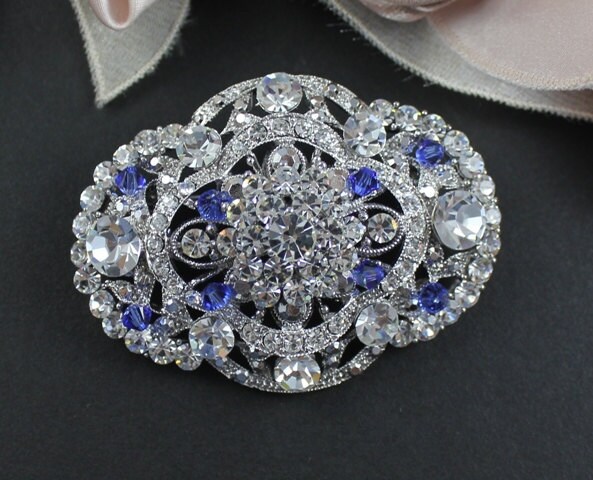 Bridal Brooch Swarovski Wedding Dress Brooch Victorian Wedding Dress Sash