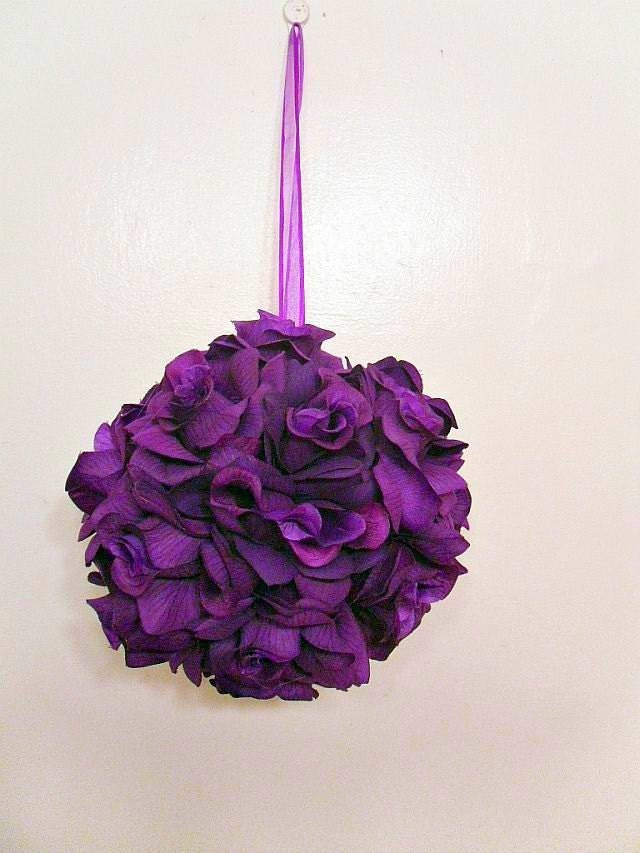 2 Purple Pomander Kissing Ball Flower Girl Floral Bridesmaid Bouquet 