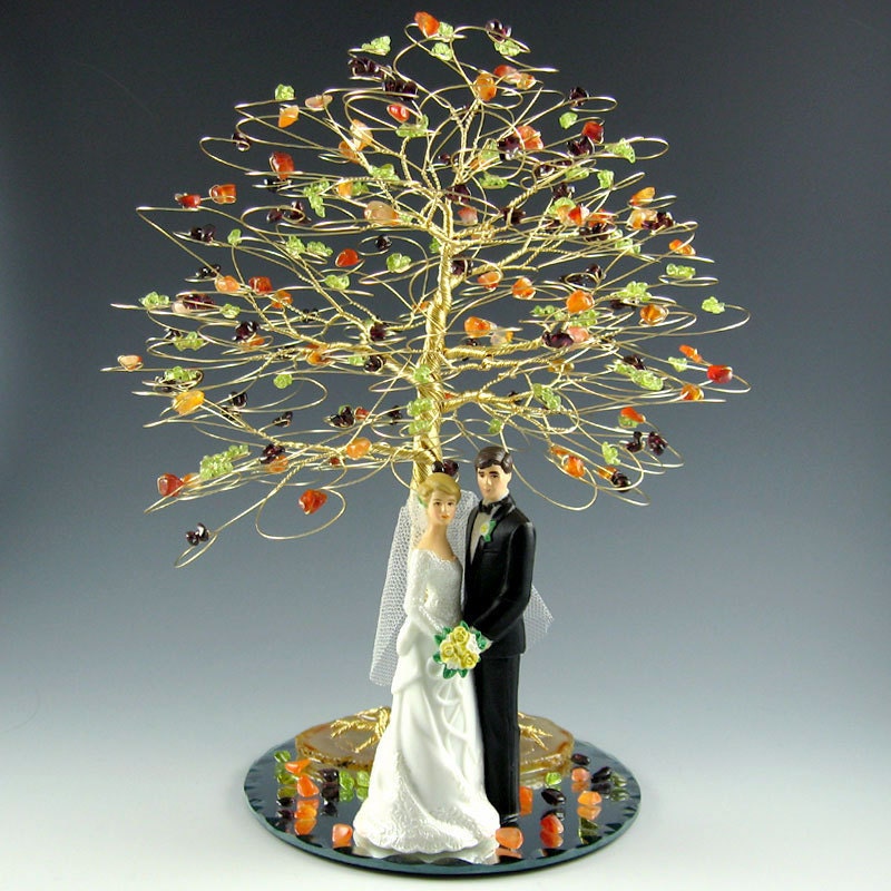 CUSTOM Tree Wedding Cake Topper in Swarovski Crystal Elements or Genuine 